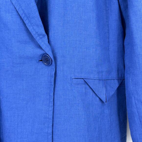 Madewell Double Breasted Crossover Blazer Womens Size Small Blue 100% Linen - Picture 2 of 9